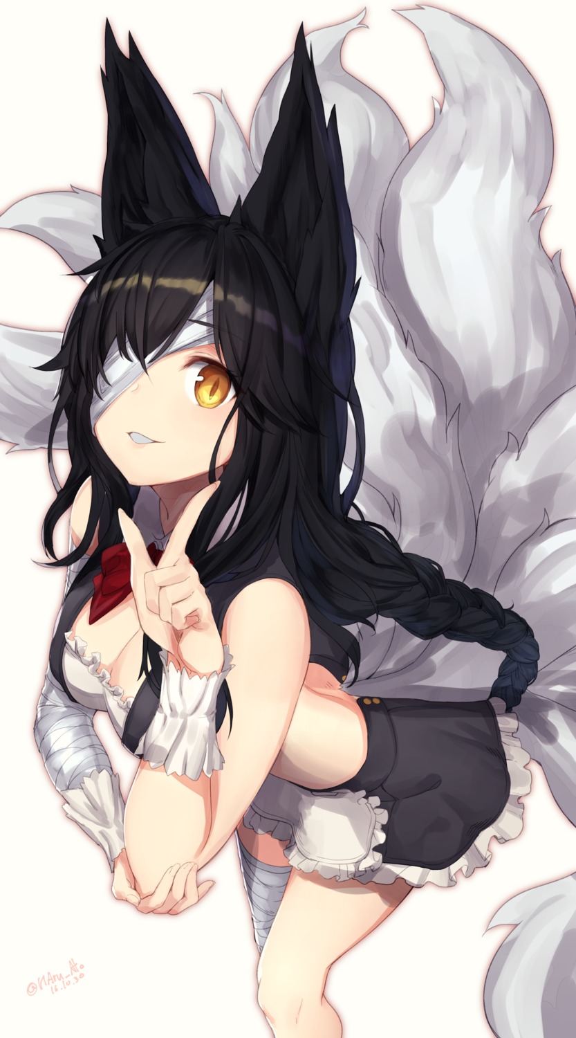 ahri animal_ears bandages cleavage haru_ato league_of_legends tail