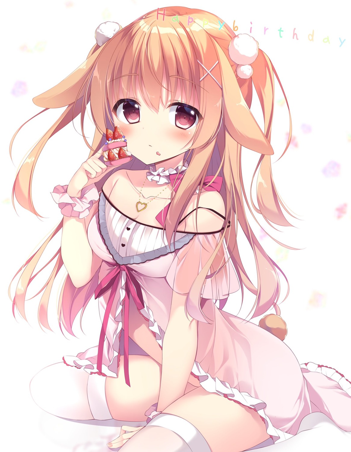 animal_ears bunny_ears lingerie nopan see_through shirosei_mochi tail thighhighs