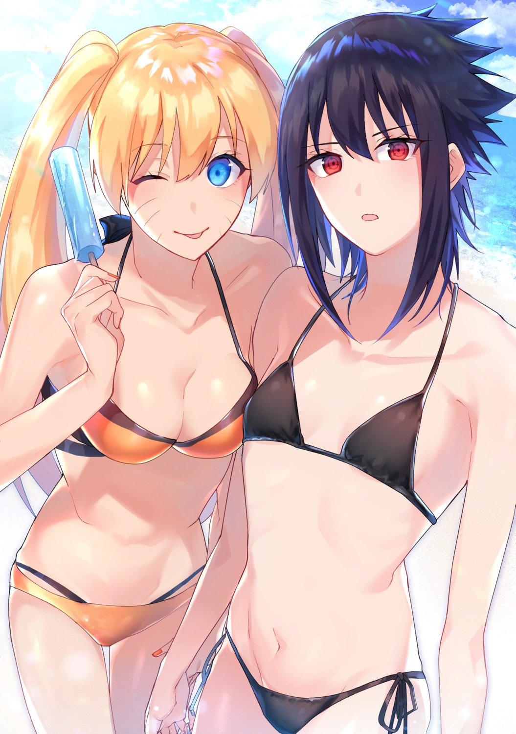 betti_(maron) bikini cleavage genderswap naruto swimsuits uchiha_sasuke uzumaki_naruto