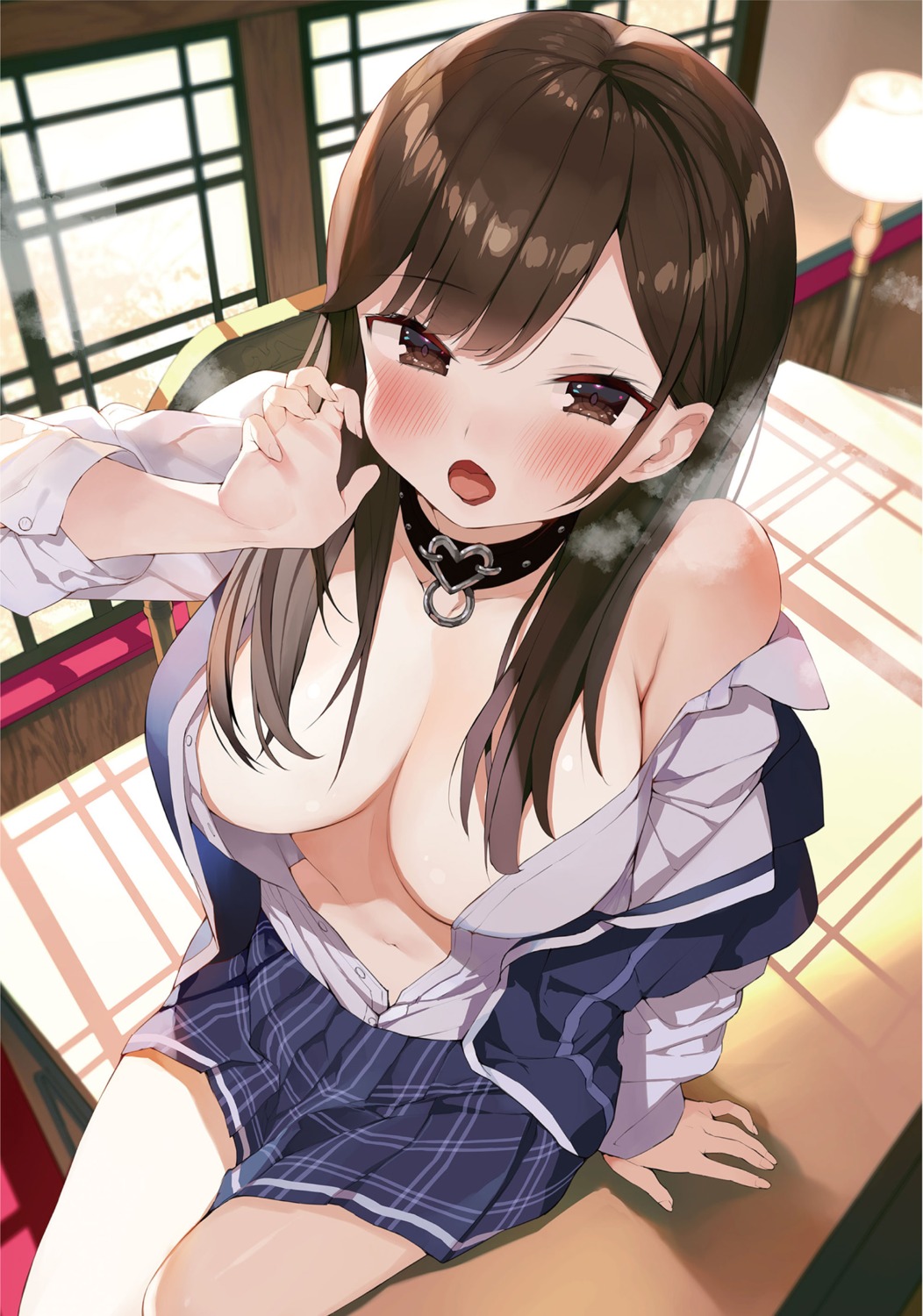 gaou_(matsulatte) no_bra open_shirt seifuku