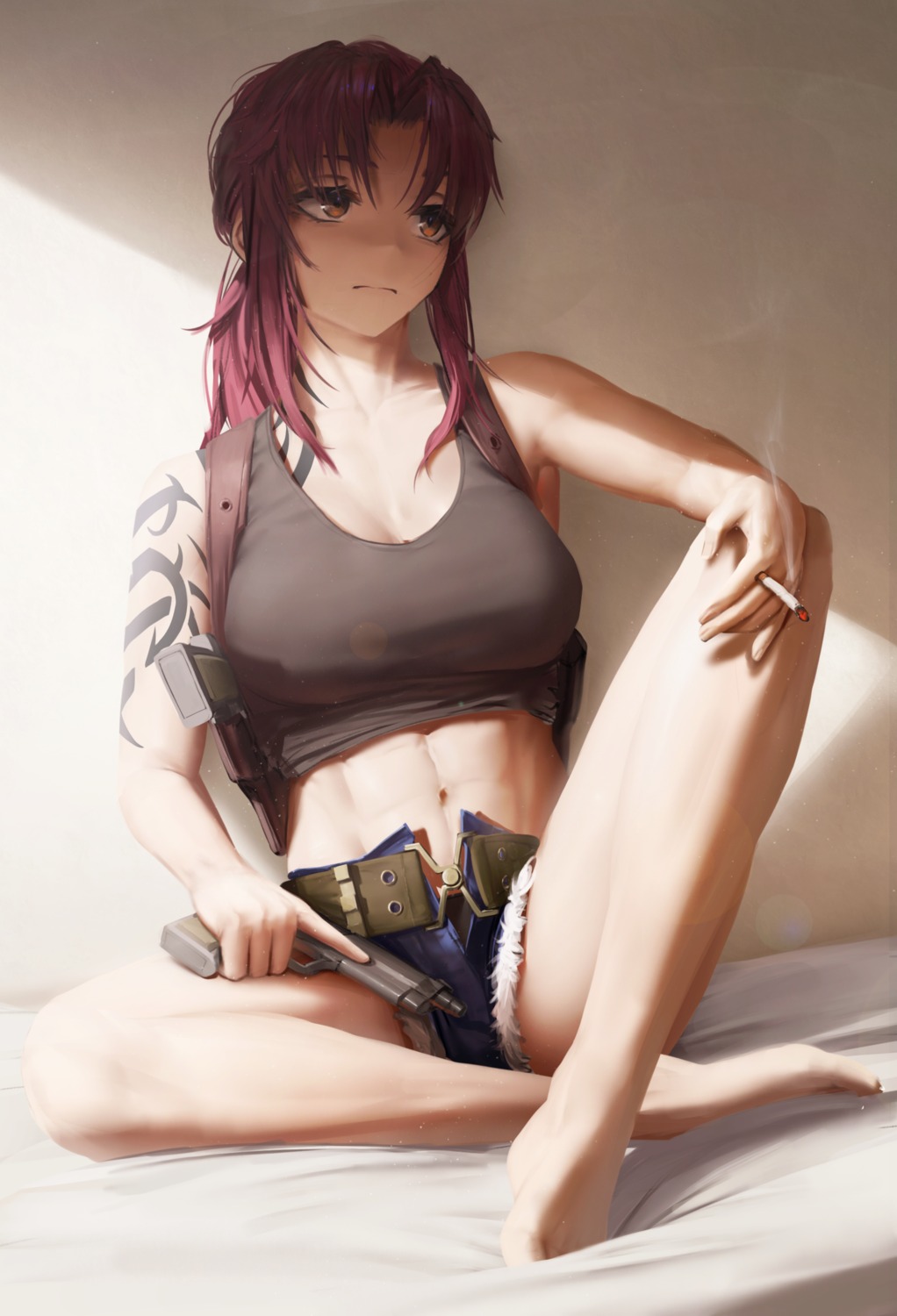 black_lagoon gun numanoan revy smoking