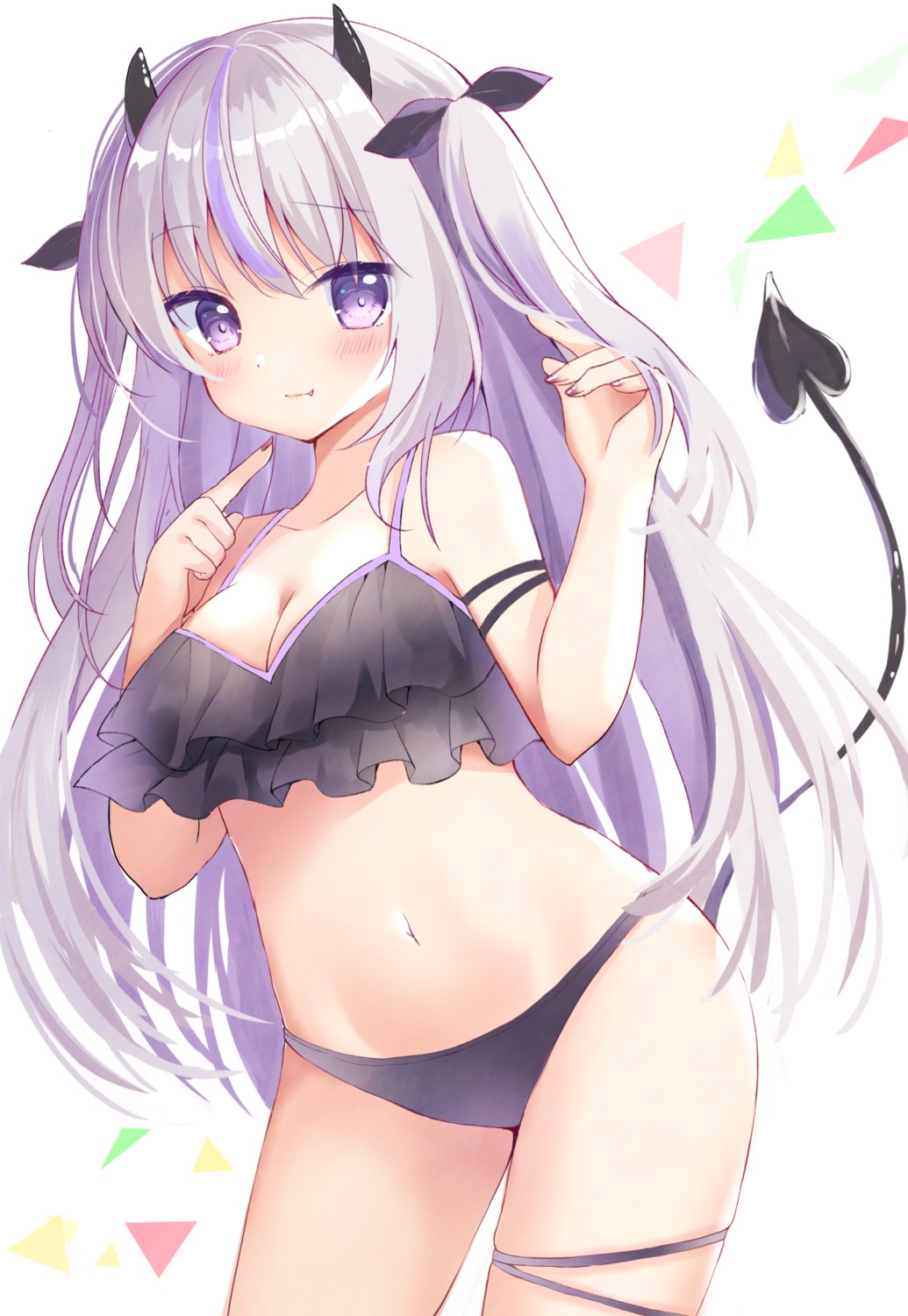 bikini cleavage garter hamico horns swimsuits tail