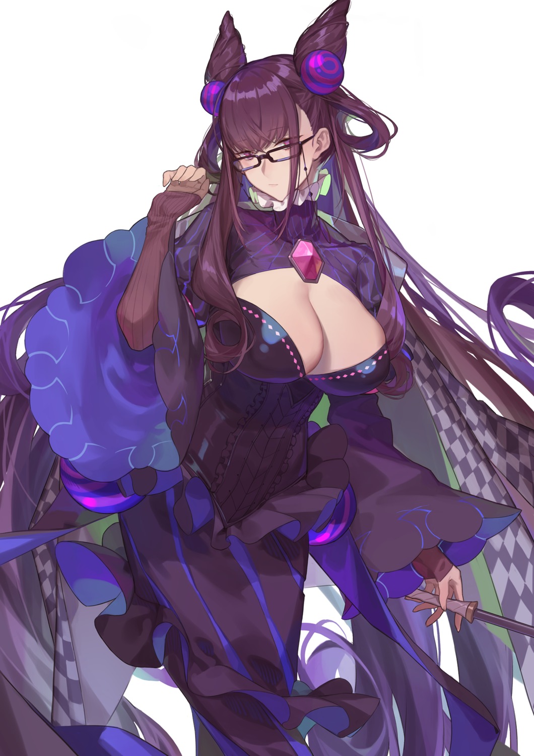 dress fate/grand_order megane murasaki_shikibu_(fate) no_bra red_cucumber