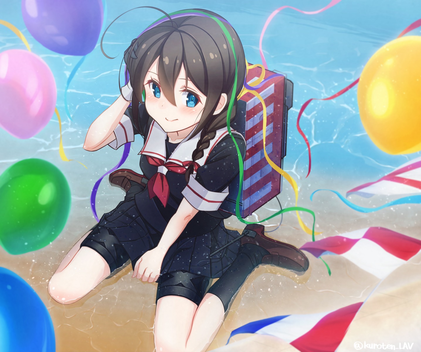 heels kantai_collection kuroten seifuku shigure_(kancolle) wet