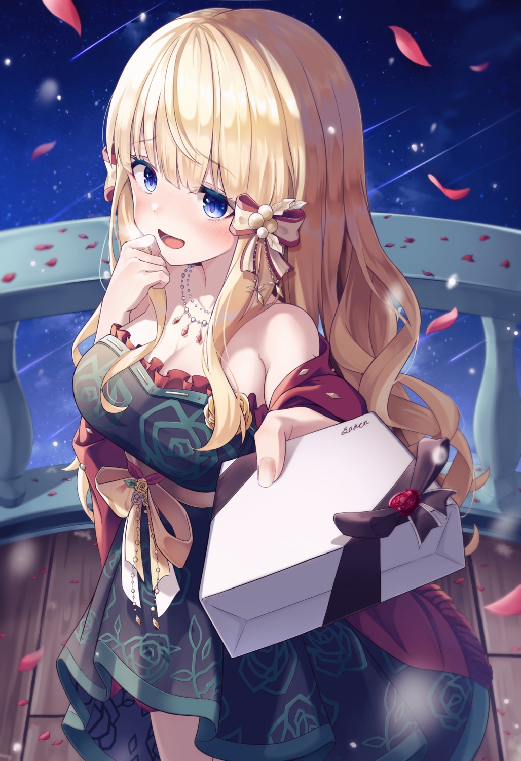 cleavage dress pointy_ears princess_connect! princess_connect!_re:dive sasaki_saren sira_(user_dswn7488)