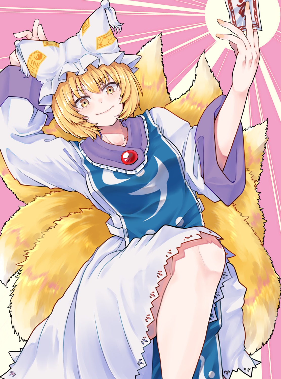 animal_ears kitsune skirt_lift tail toluda touhou yakumo_ran