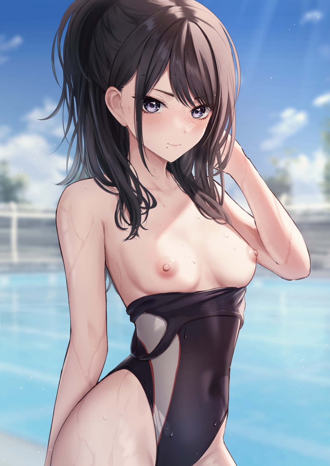 breasts kazano_hiori marinesnow nipples swimsuits the_idolm@ster the_idolm@ster_shiny_colors wet
