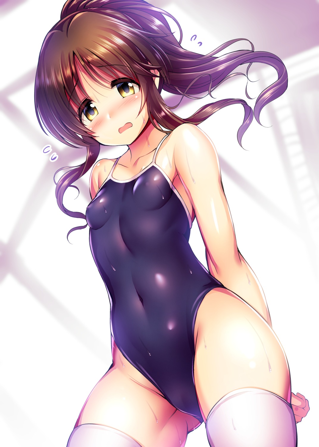 erect_nipples ment school_swimsuit swimsuits takamori_aiko the_idolm@ster the_idolm@ster_cinderella_girls thighhighs