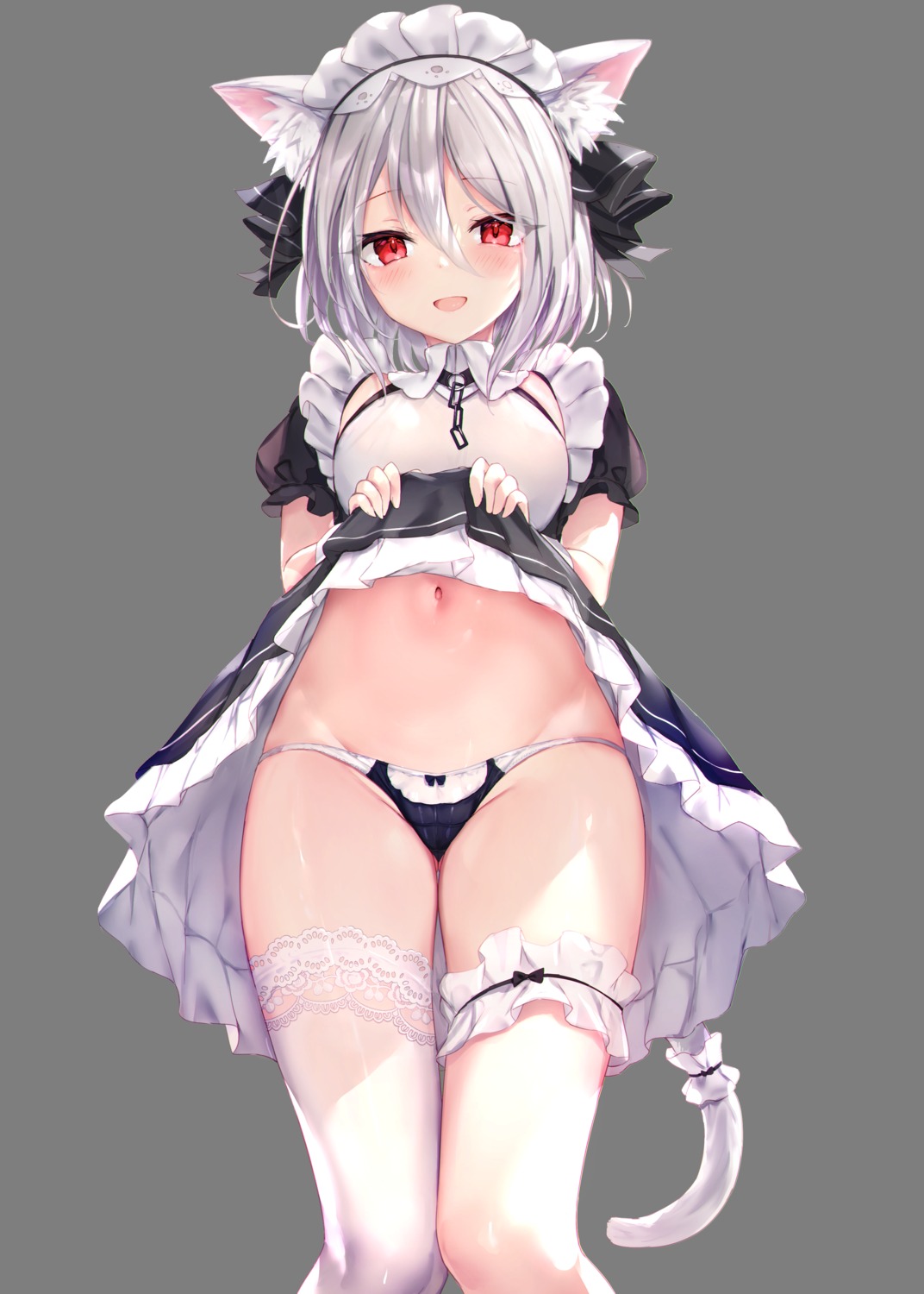 animal_ears cameltoe garter haishiki maid nekomimi pantsu skirt_lift tail thighhighs transparent_png