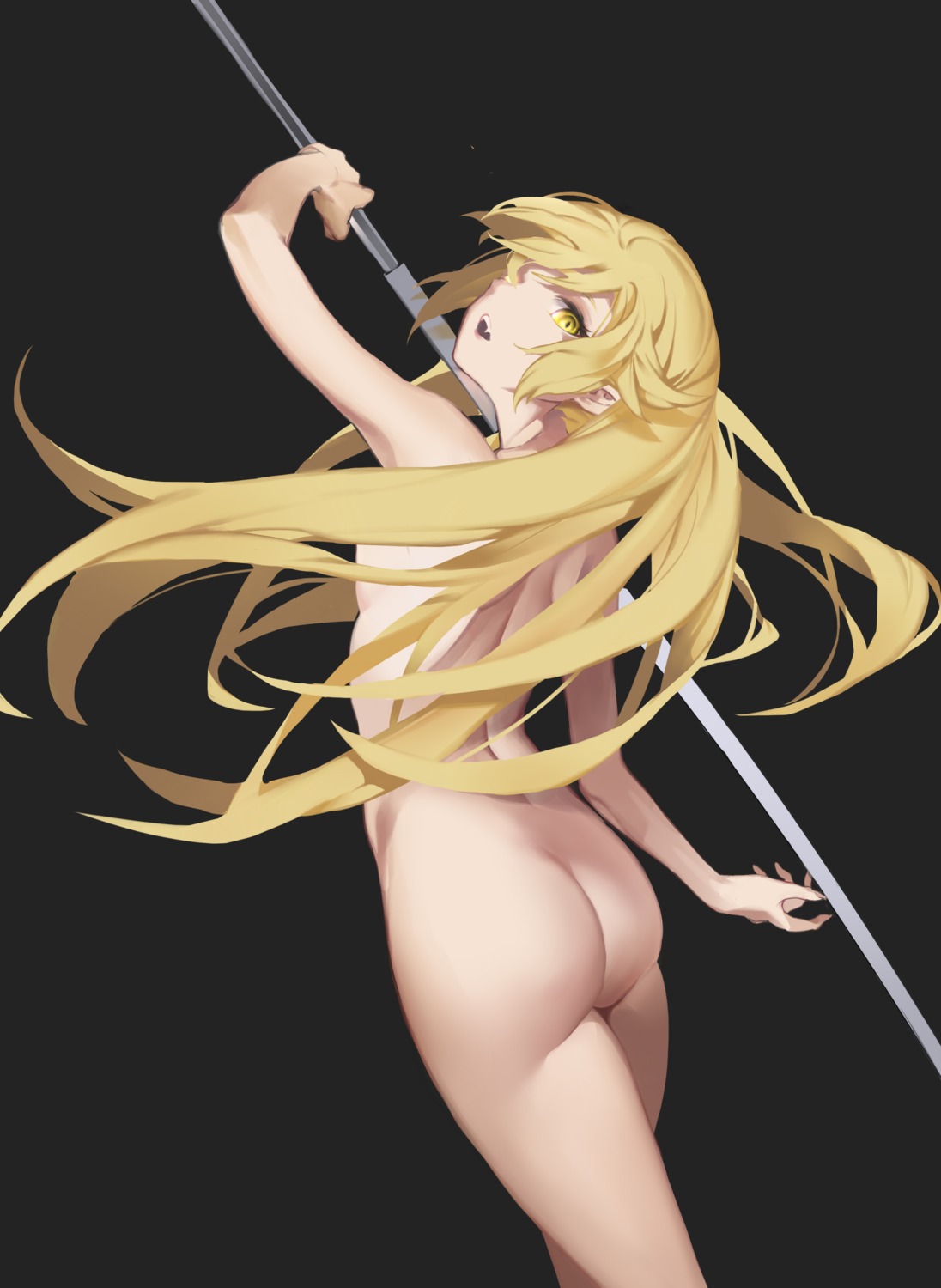 ass bakemonogatari loli monogatari_(series) naked oshino_shinobu tagme weapon