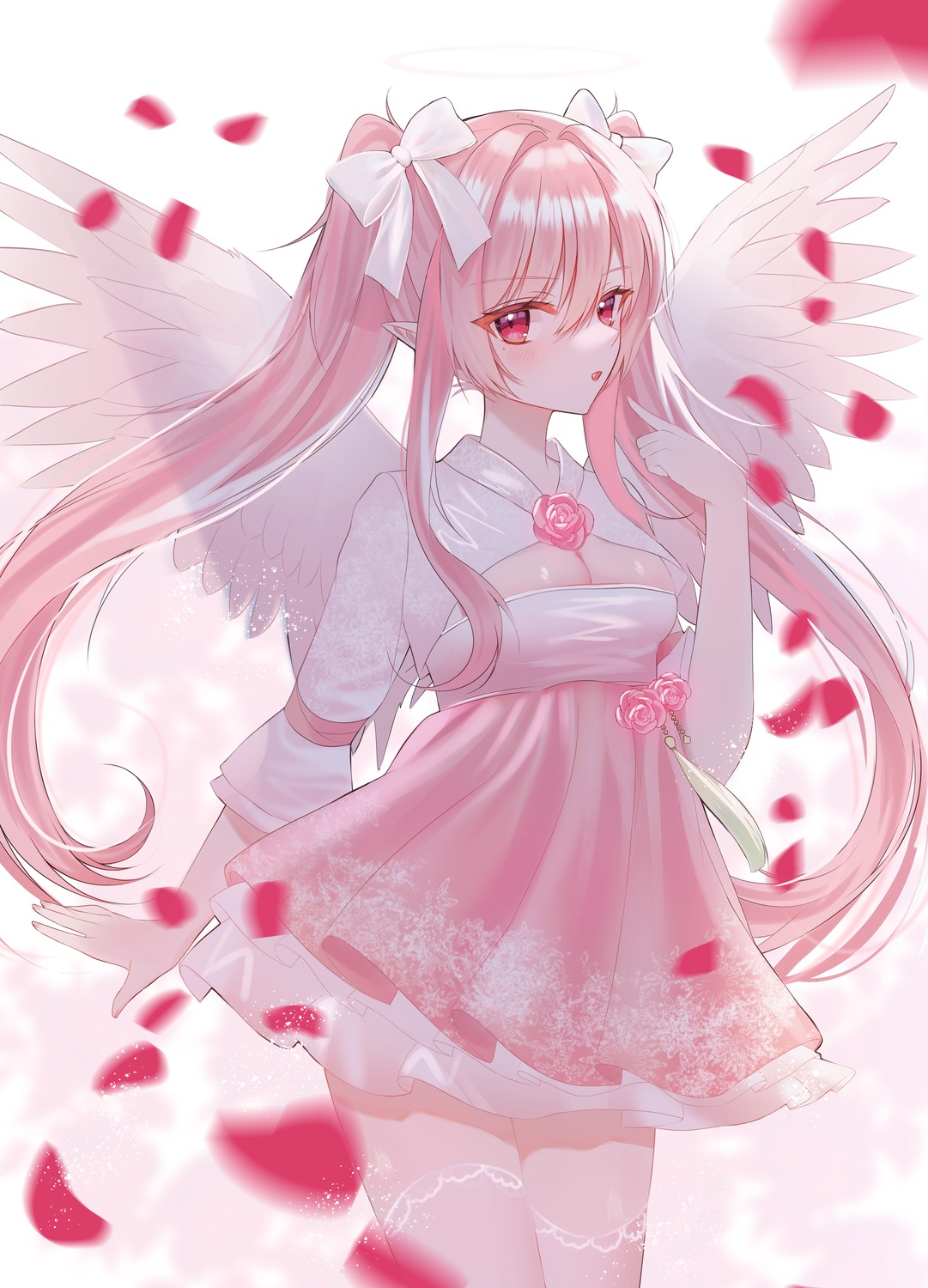 angel asian_clothes pointy_ears thighhighs wings yagen_(user_mxur3238)