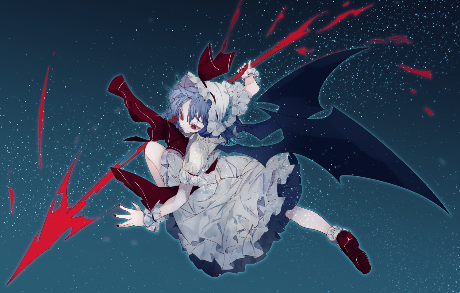 dress heels ikurauni remilia_scarlet skirt_lift touhou weapon wings