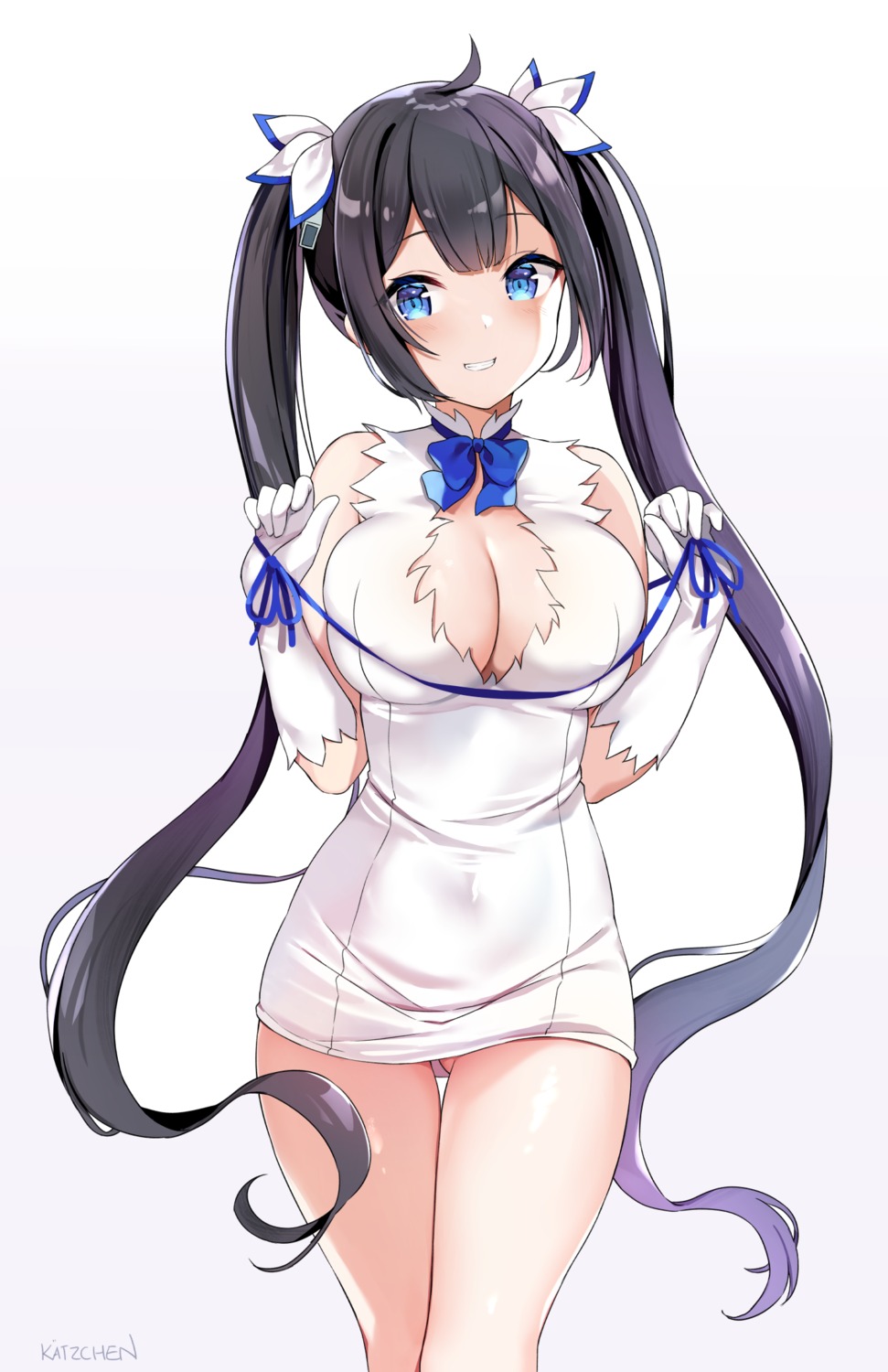 cleavage dress dungeon_ni_deai_wo_motomeru_no_wa_machigatteiru_darou_ka hestia_(danmachi) kaetzchen no_bra