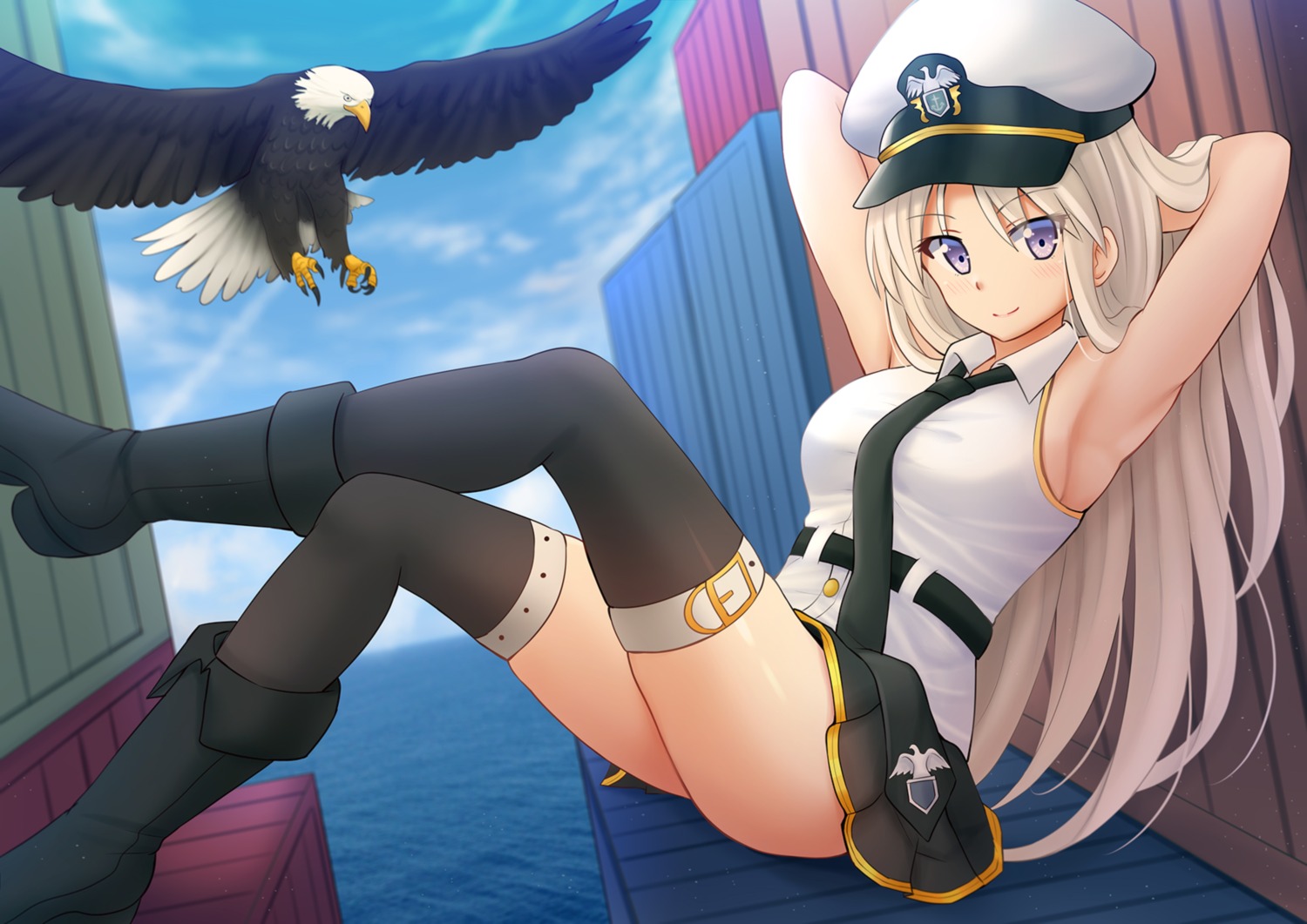 azur_lane enterprise_(azur_lane) heels kazenokaze thighhighs uniform