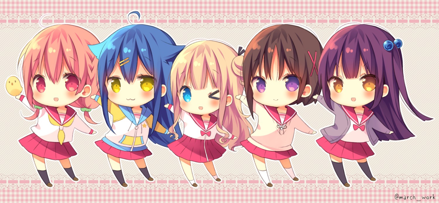 chibi hagino_chiaki hiiragi_mayuki hinako_note mitsuki_(mangaka) nakajima_yua natsukawa_kuina sakuragi_hinako seifuku sweater thighhighs