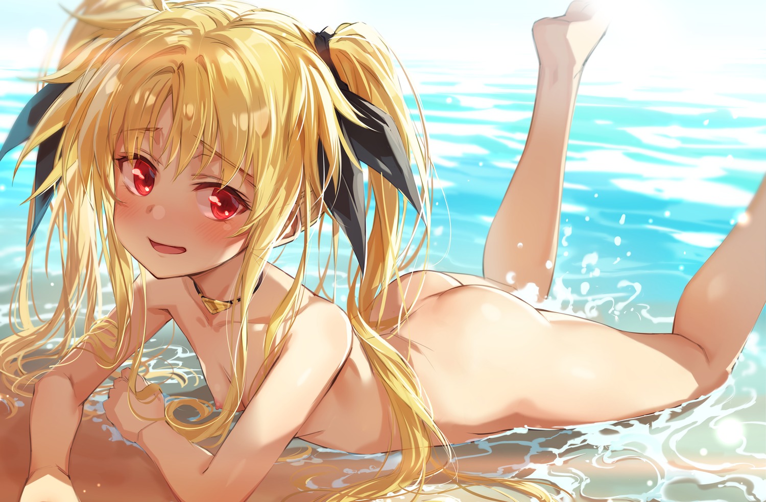 ass fate_testarossa loli mahou_shoujo_lyrical_nanoha michairu. naked nipples wet