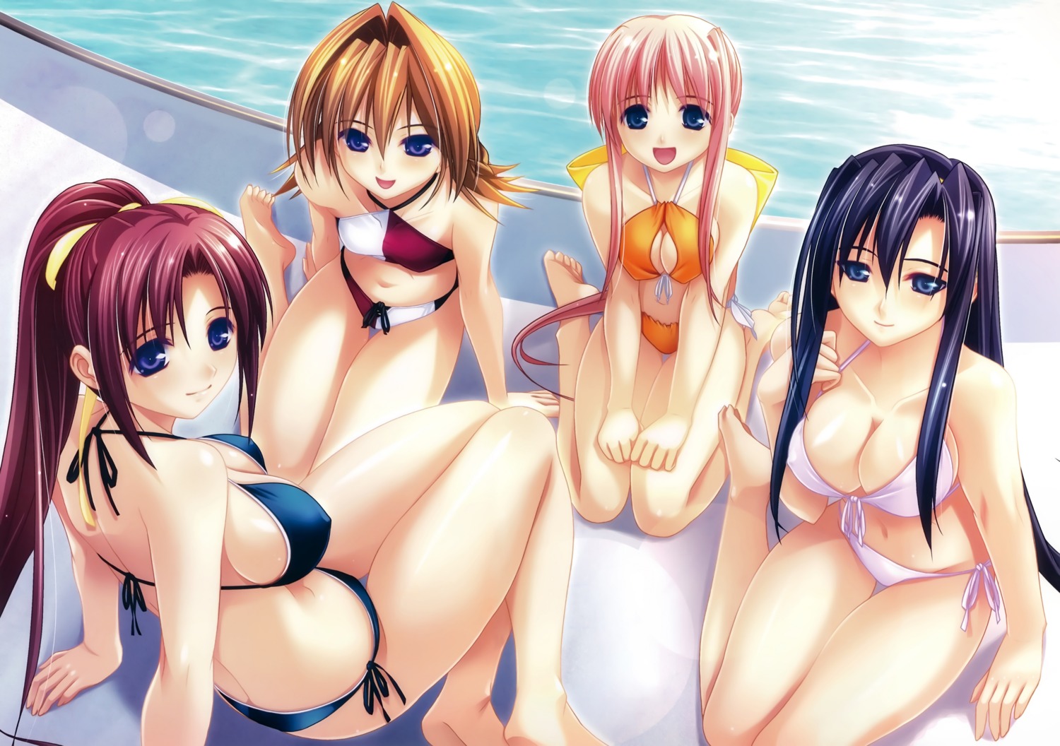 aneimo aneimo_2_h's bikini boot_up! cleavage erect_nipples kirishima_miduki kirishima_satsuki shinonome_kazuhiko shirakawa_saori shirakawa_yui swimsuits