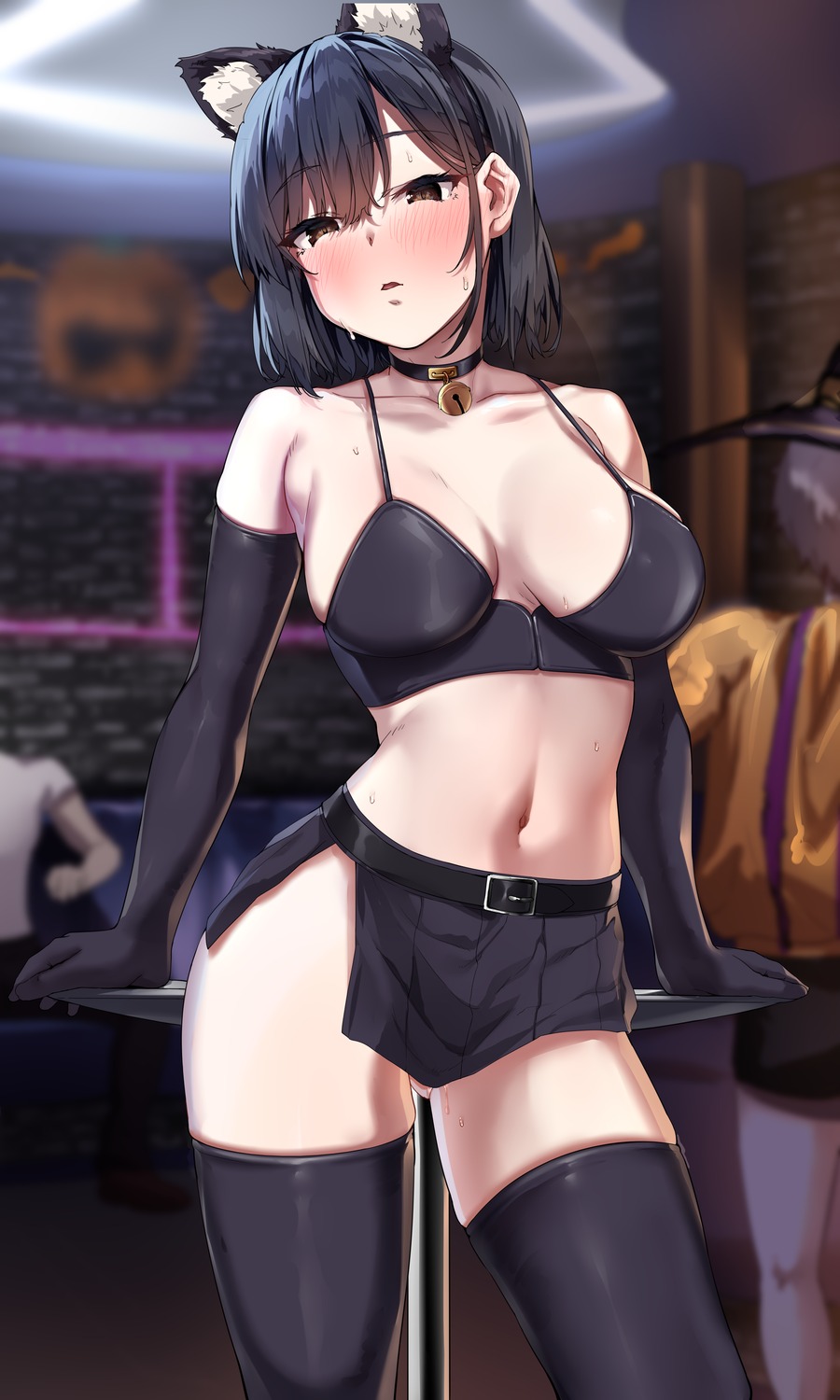 animal_ears bra jack_dempa nekomimi thighhighs