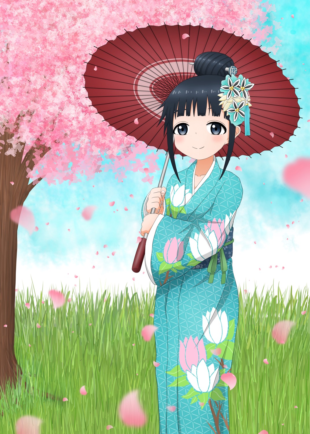 ishigakiseiya kimono kunoichi_tsubaki_no_mune_no_uchi mokuren_(kunoichi_tsubaki_no_mune_no_uchi) umbrella