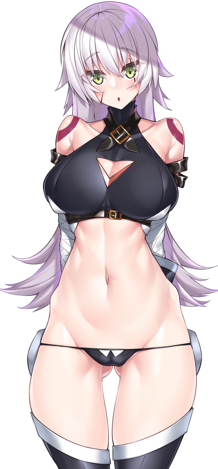 cameltoe cleavage fate/grand_order jack_the_ripper pantsu panty_pull tattoo thighhighs watosu