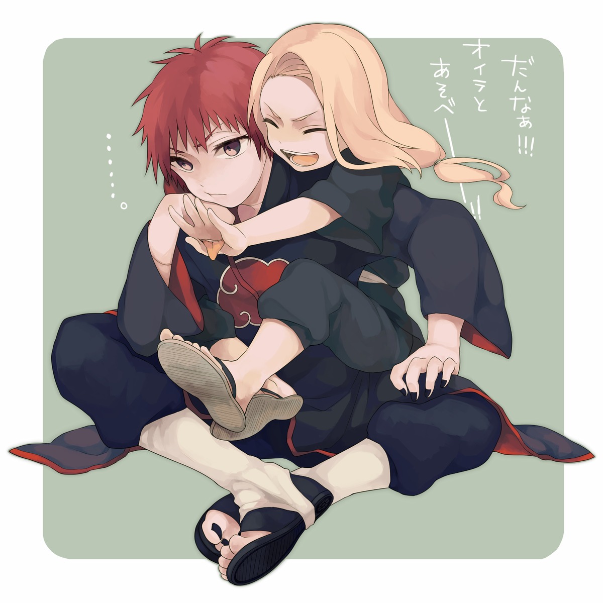 deidara japanese_clothes male naruto naruto_shippuden oomiya_pon sasori_(naruto)