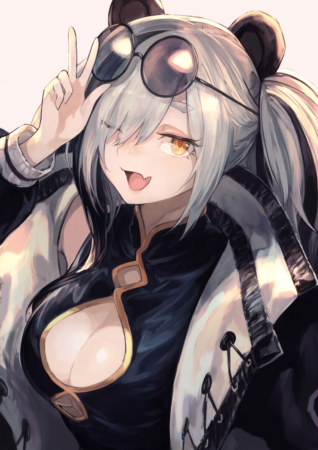 arknights cleavage feater_(arknights) megane shirataki_jiro