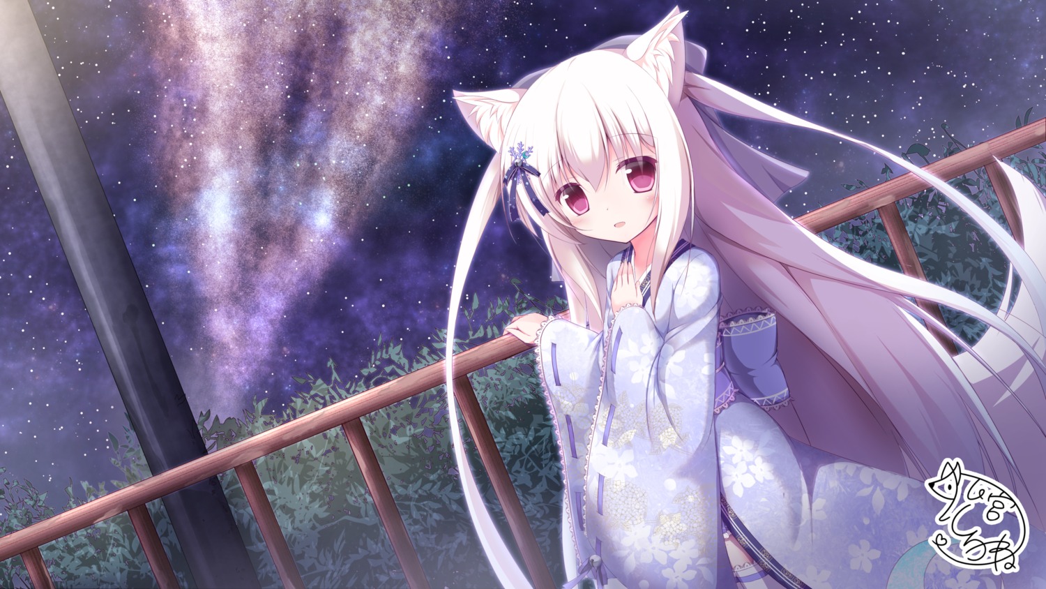 animal_ears japanese_clothes kitsune komiya_shirone tail thighhighs