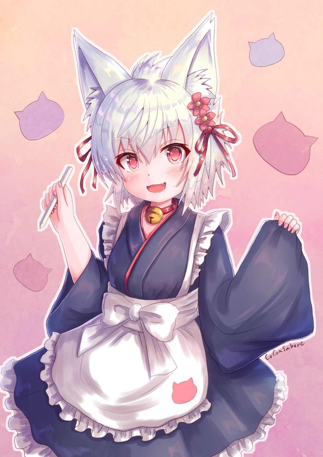 animal_ears cocoasabure final_fantasy final_fantasy_xiv japanese_clothes kitsune lalafell maid wa_maid