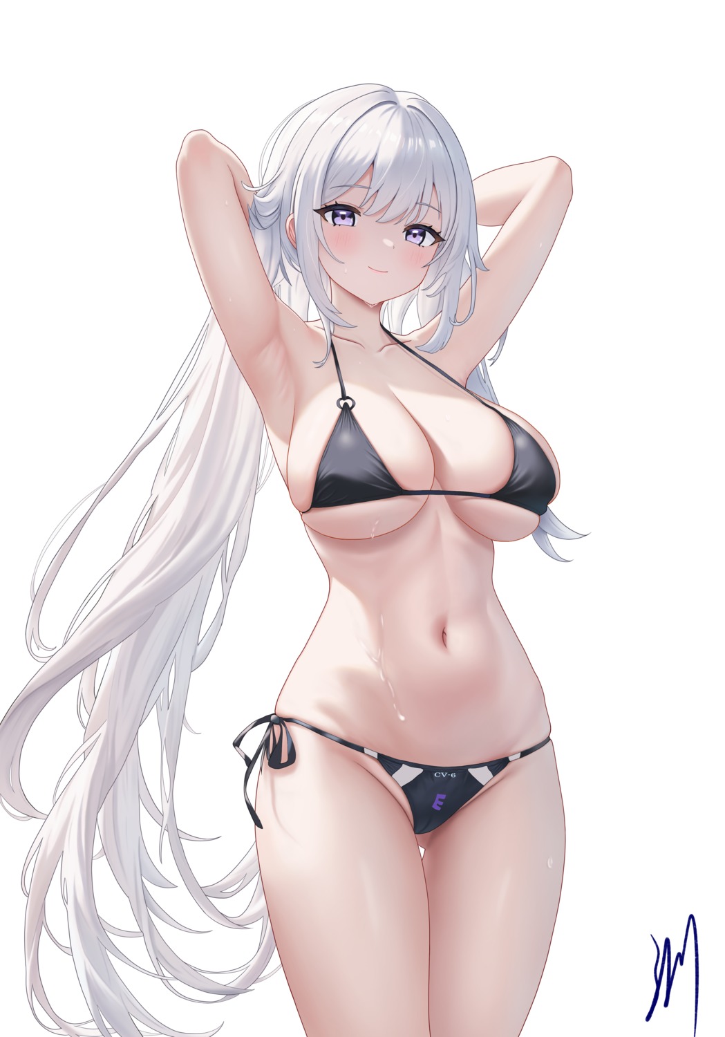 azur_lane bikini cameltoe enterprise_(azur_lane) shi_ying swimsuits thong wet