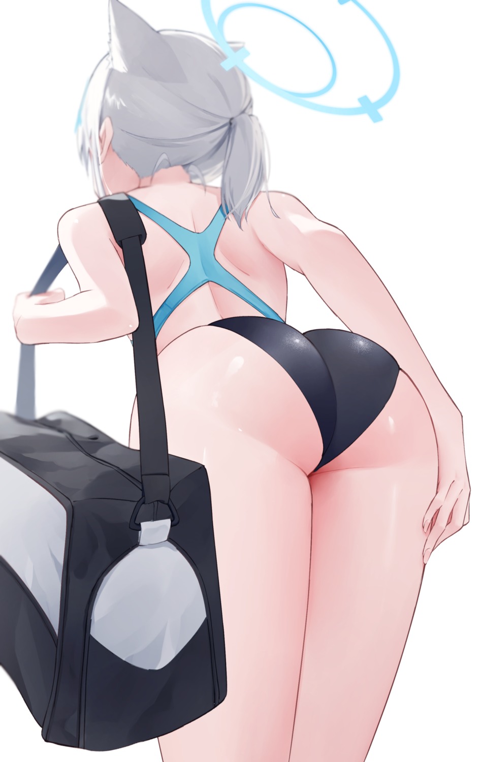 animal_ears ass blue_archive halo nekomimi shun'ya_(daisharin36) sunaookami_shiroko swimsuits