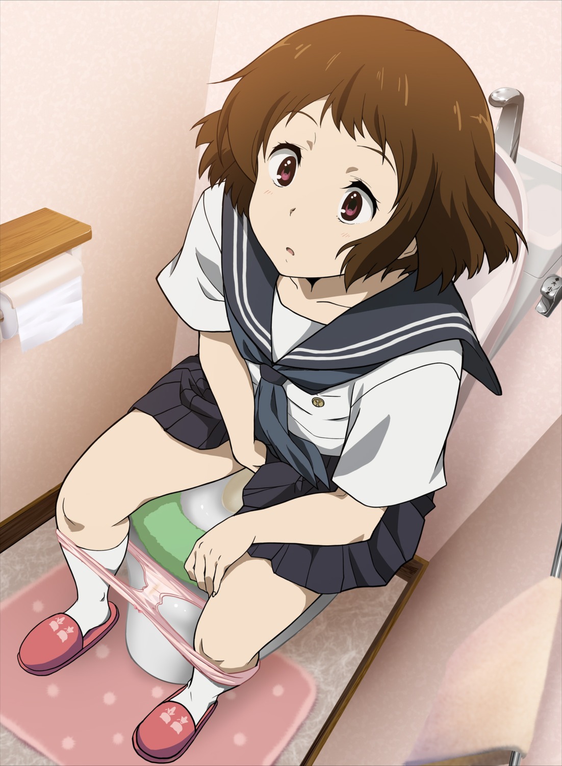 hyouka ibara_mayaka nishiyama_maruta pantsu panty_pull seifuku skirt_lift