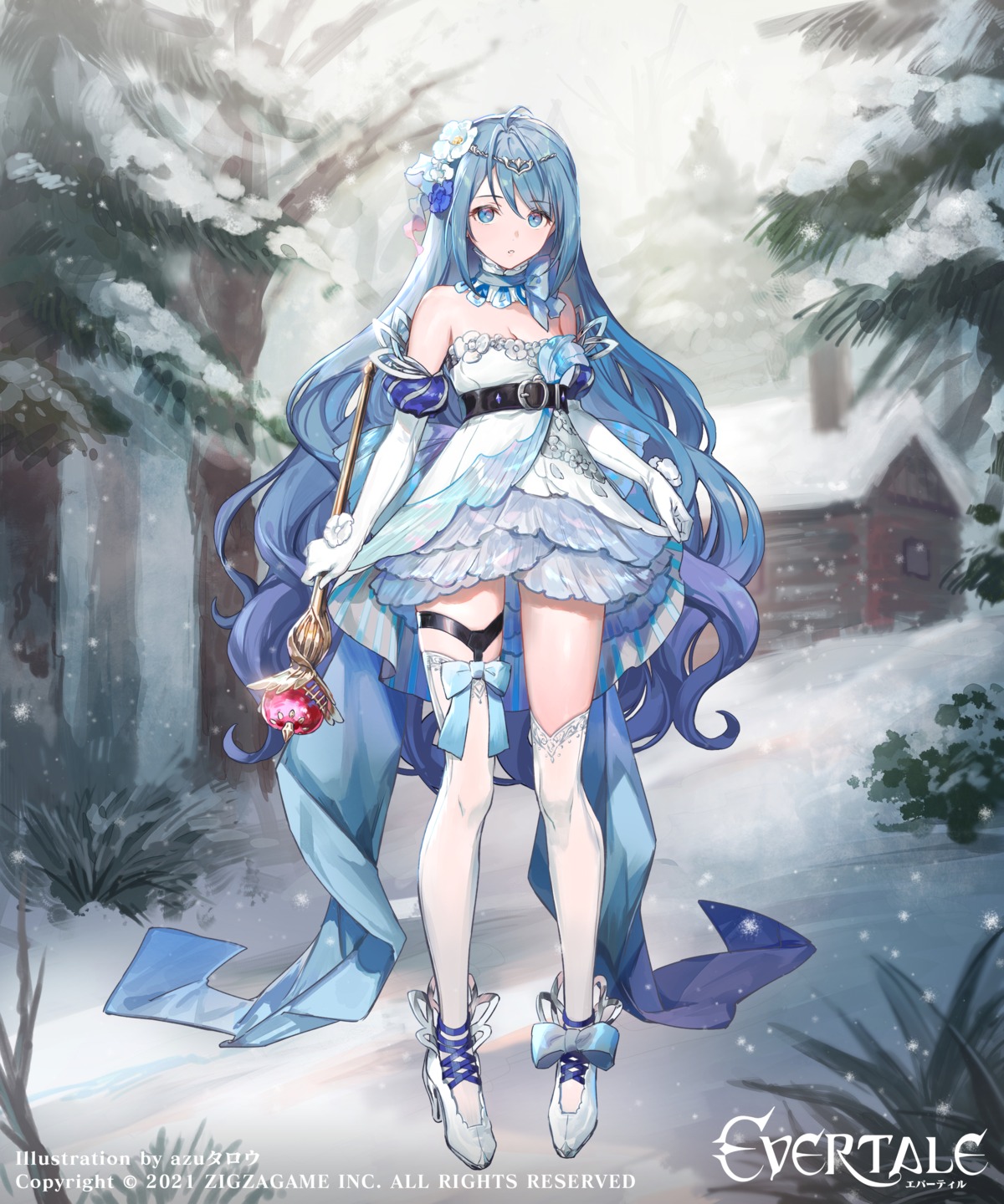 azu-taro dress evertale garter heels no_bra stockings thighhighs weapon