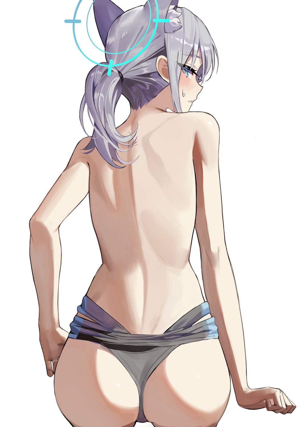 animal_ears ass blue_archive halo hana3901 nekomimi sunaookami_shiroko swimsuits topless