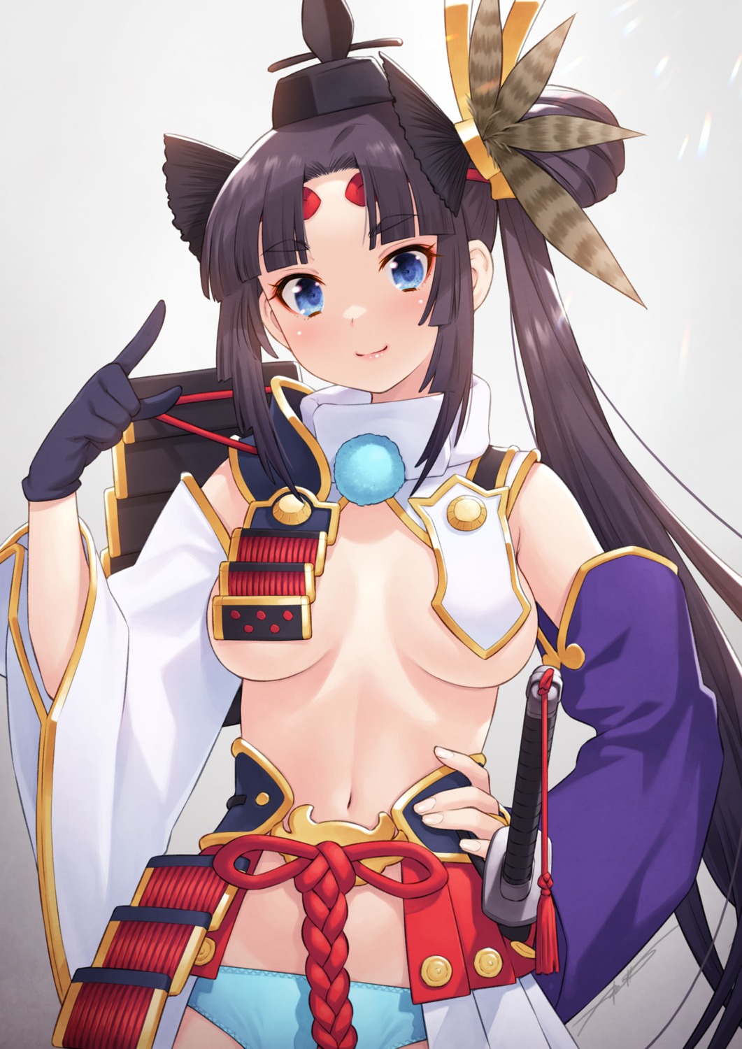 armor fate/grand_order japanese_clothes kazuma_muramasa no_bra pantsu ushiwakamaru_(fate/grand_order)