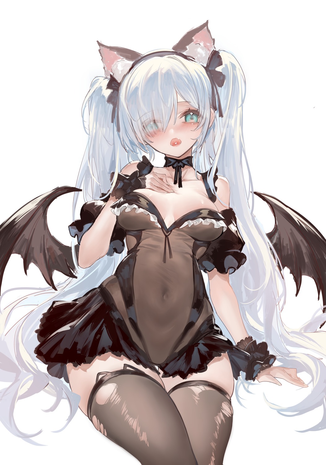 animal_ears azur_lane horz janus_(azur_lane) nekomimi see_through thighhighs torn_clothes wings