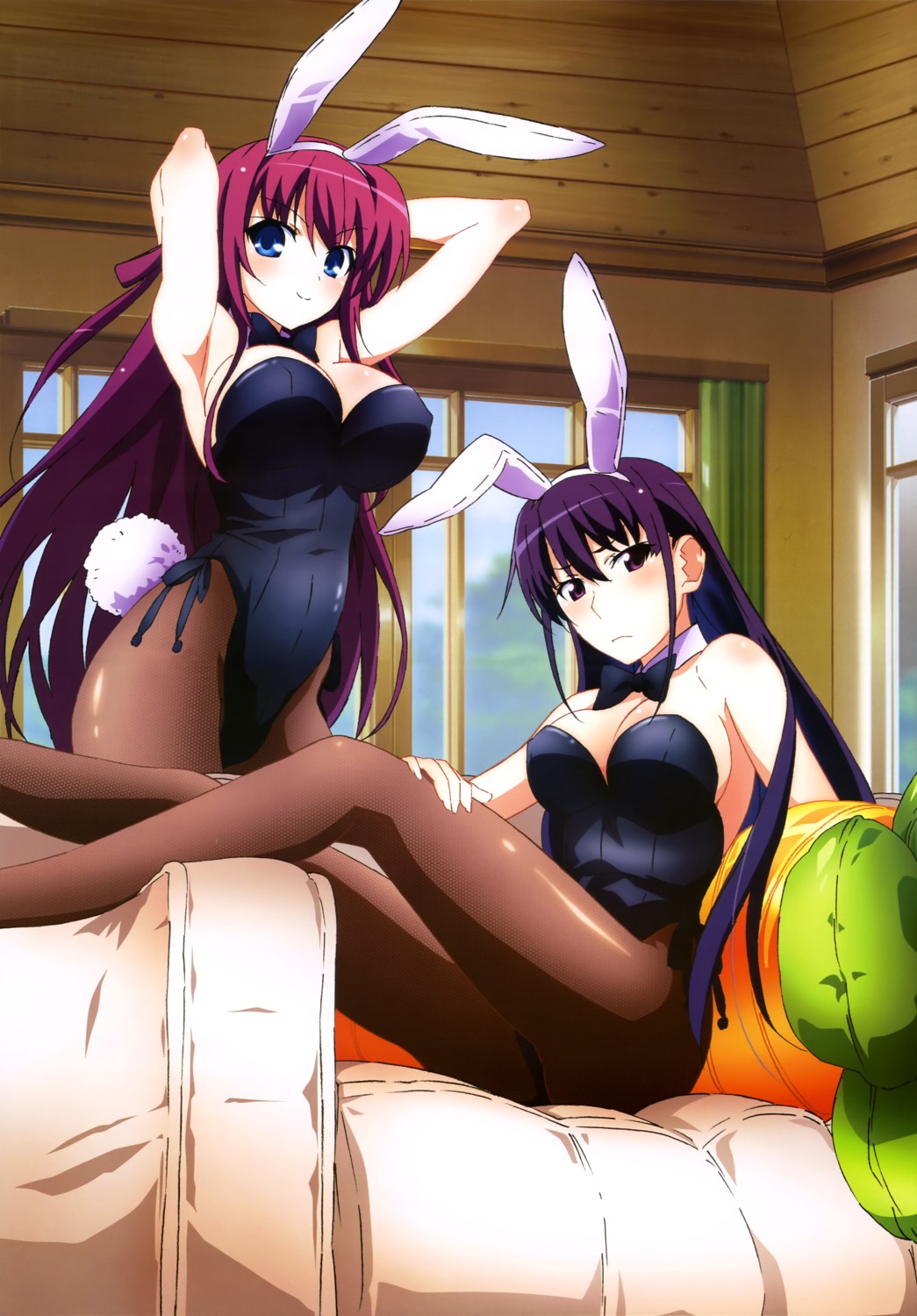 animal_ears bunny_ears bunny_girl cleavage grisaia grisaia_no_kajitsu grisaia_no_rakuen no_bra pantyhose sakaki_yumiko suou_amane tail