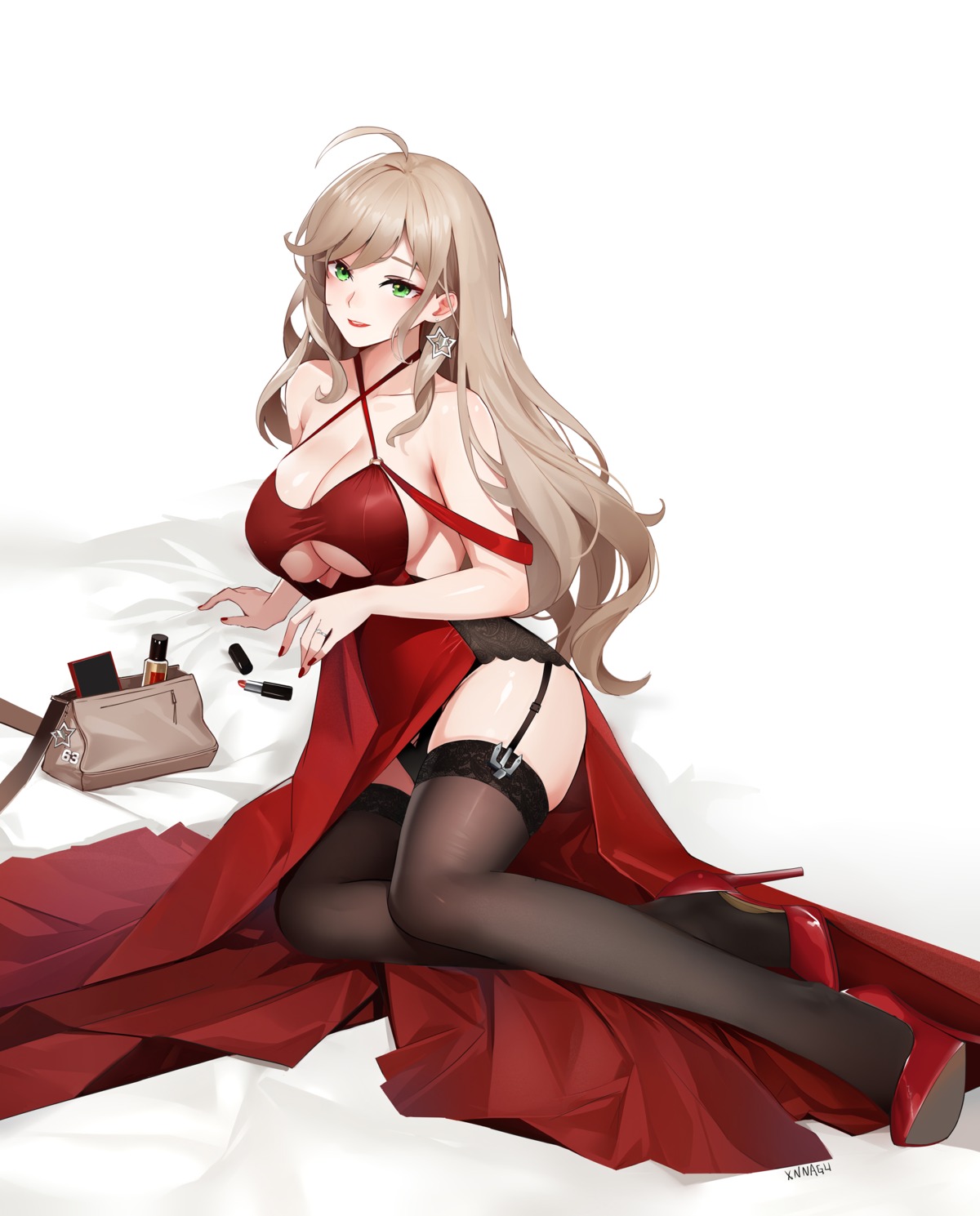 dress heels missouri_(zhanjianshaonv) no_bra pantsu skirt_lift stockings syngeloussier thighhighs zhanjianshaonv