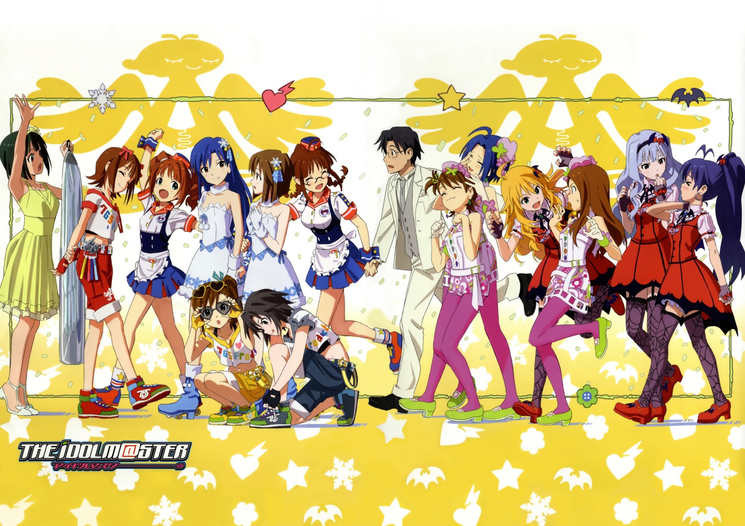 akizuki_ritsuko amami_haruka futami_ami futami_mami ganaha_hibiki hagiwara_yukiho hoshii_miki kikuchi_makoto kisaragi_chihaya matsuo_yuusuke megane minase_iori miura_azusa otonashi_kotori pantyhose producer shijou_takane stockings takatsuki_yayoi the_idolm@ster thighhighs