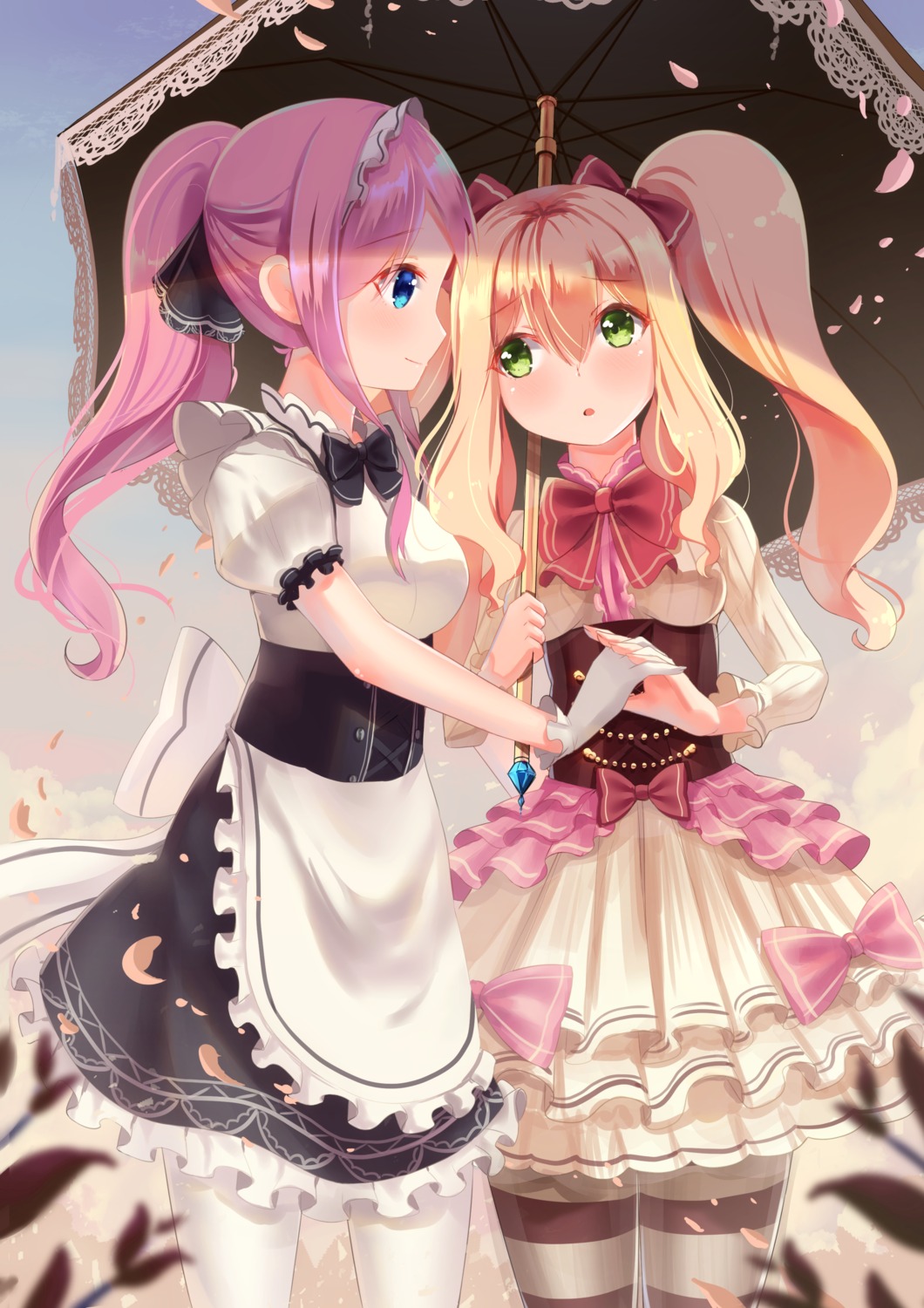 holmemee maid pantyhose umbrella yuri