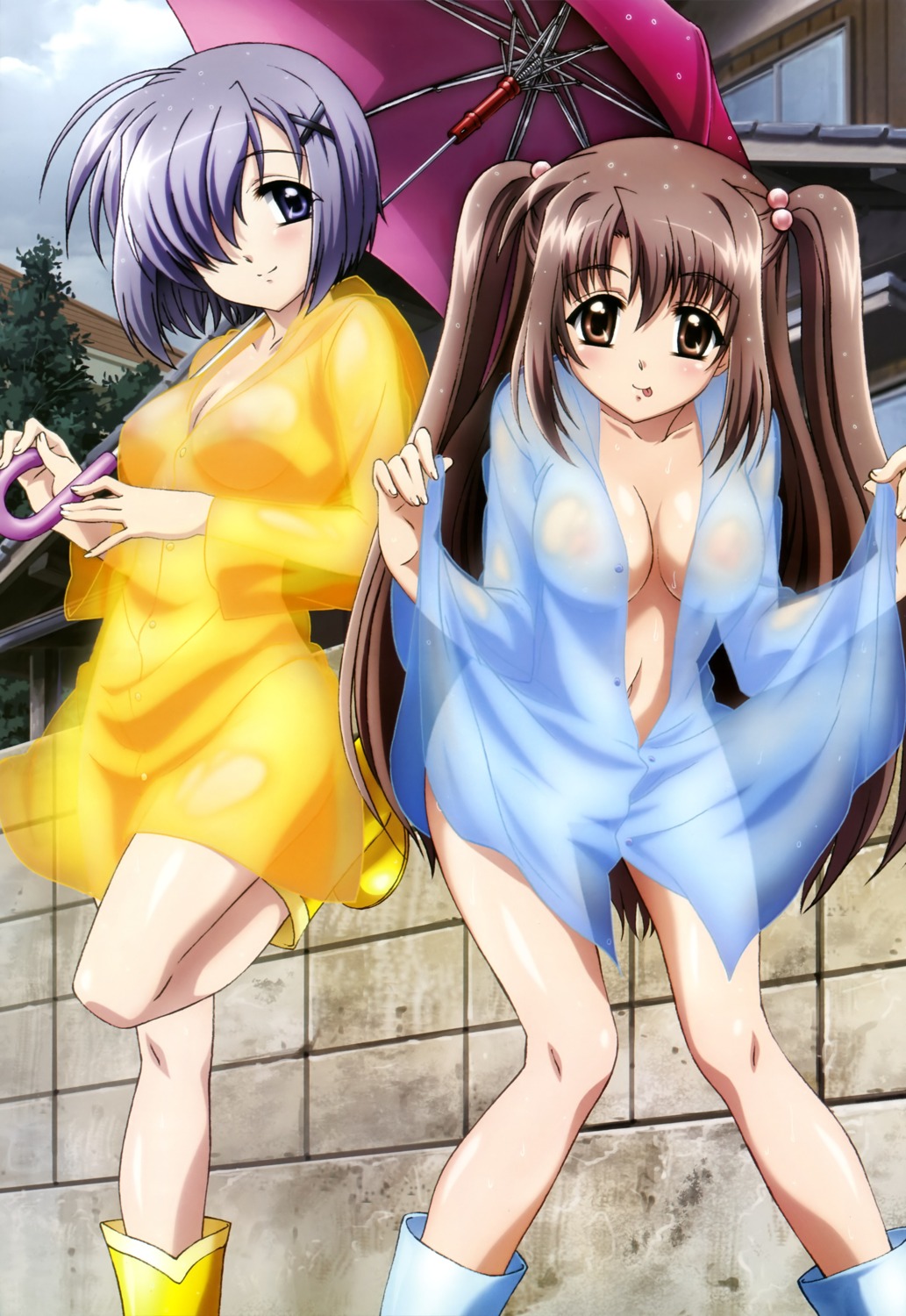 cleavage no_bra open_shirt oretachi_ni_tsubasa_wa_nai see_through watarai_asuka wet yamamoto_shinji yamashina_miyako