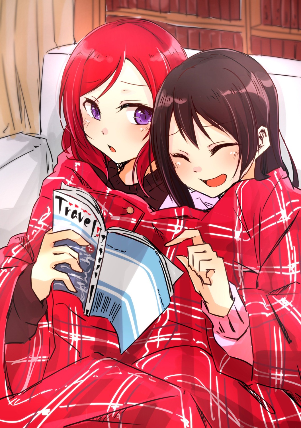 kotobuki_haruki love_live! love_live!_(series) nishikino_maki sweater yazawa_nico yuri