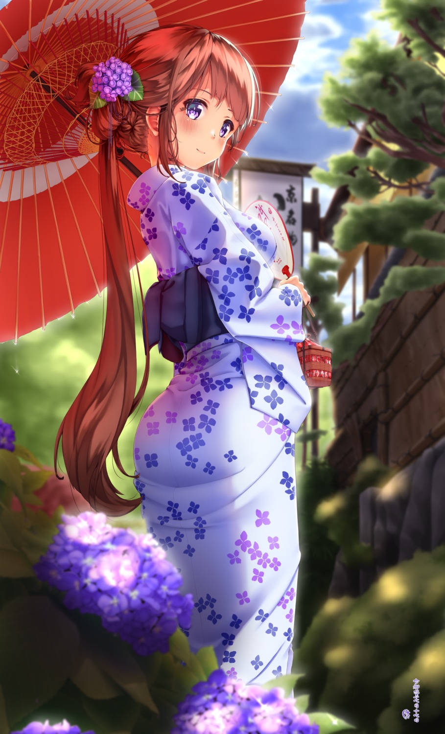 ass etsunami_kumita umbrella yukata