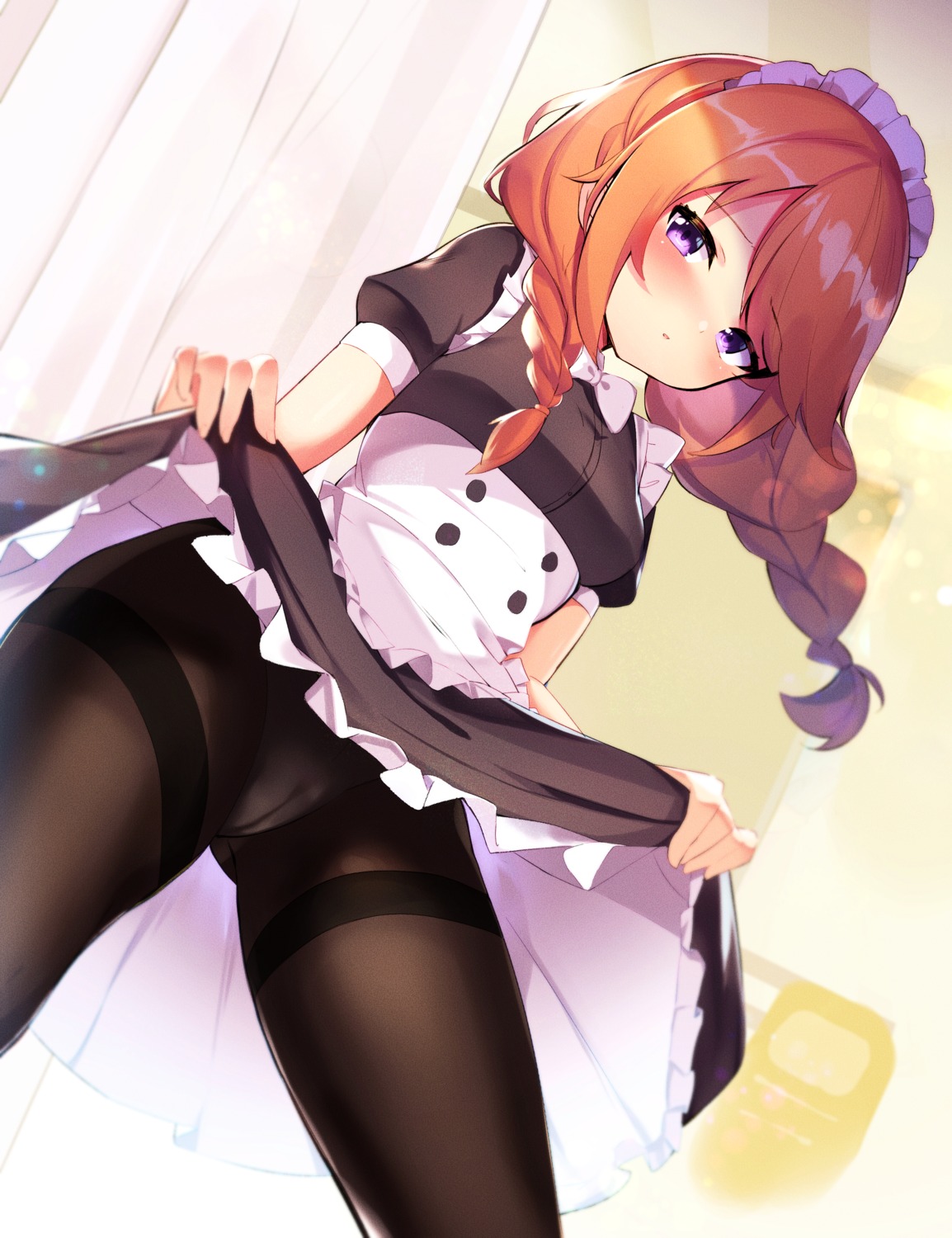 fantongjun maid pantsu pantyhose princess_connect princess_connect!_re:dive shingyouji_yuni skirt_lift