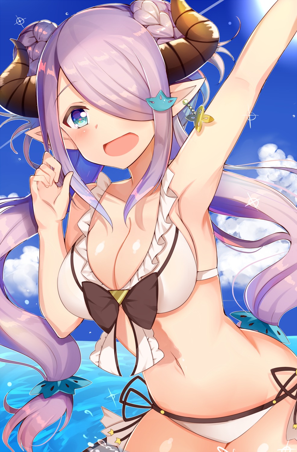 aozora_nan bikini cleavage granblue_fantasy horns narumeia_(granblue_fantasy) pointy_ears swimsuits