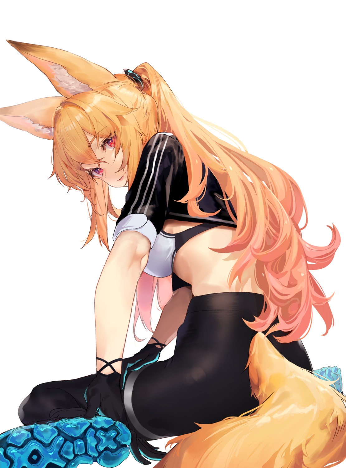 animal_ears bra dungeon_fighter ellin_meiji garter k_pring kitsune tail