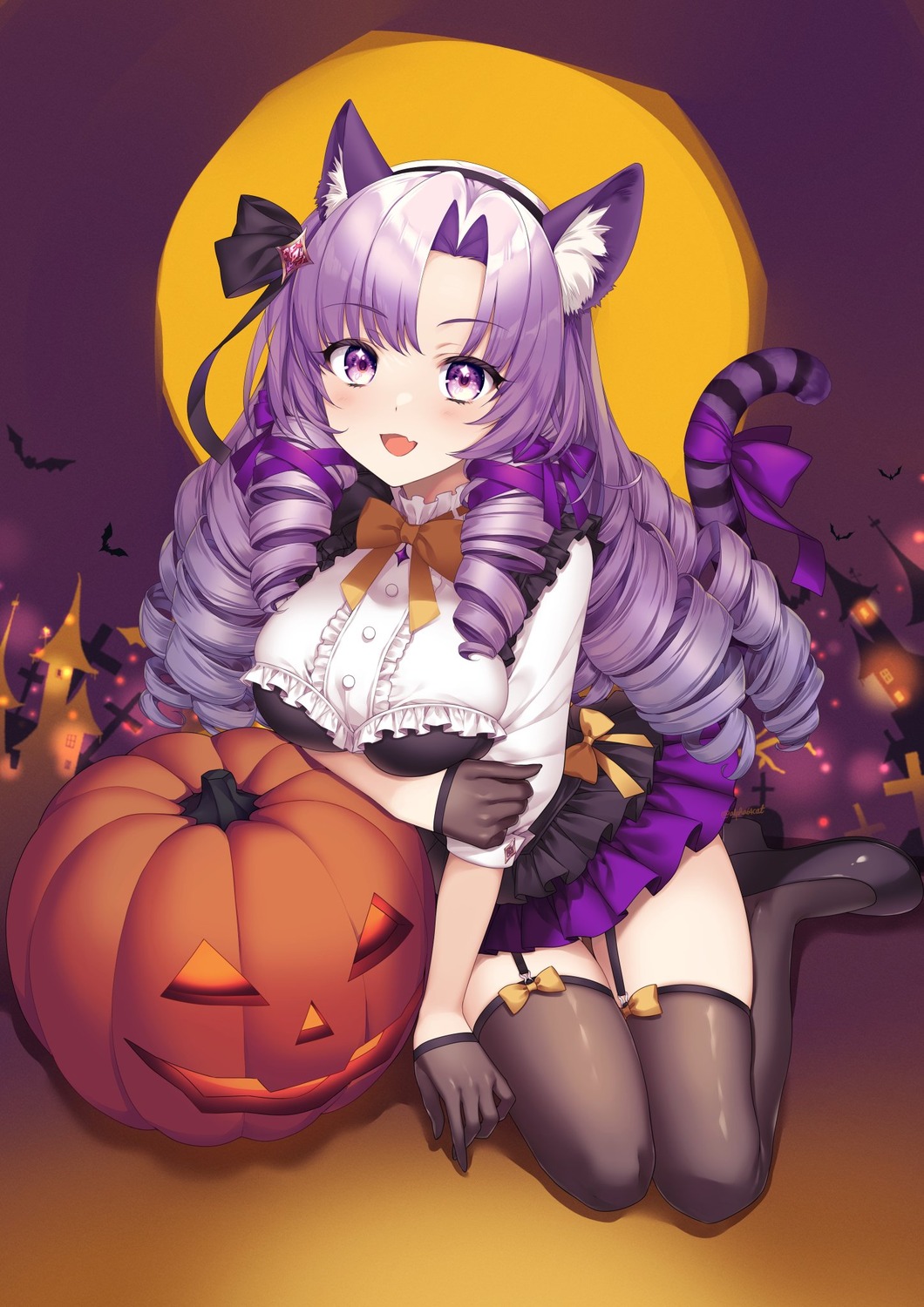 alpha animal_ears gothic_lolita halloween heels lolita_fashion nekomimi stockings tail thighhighs