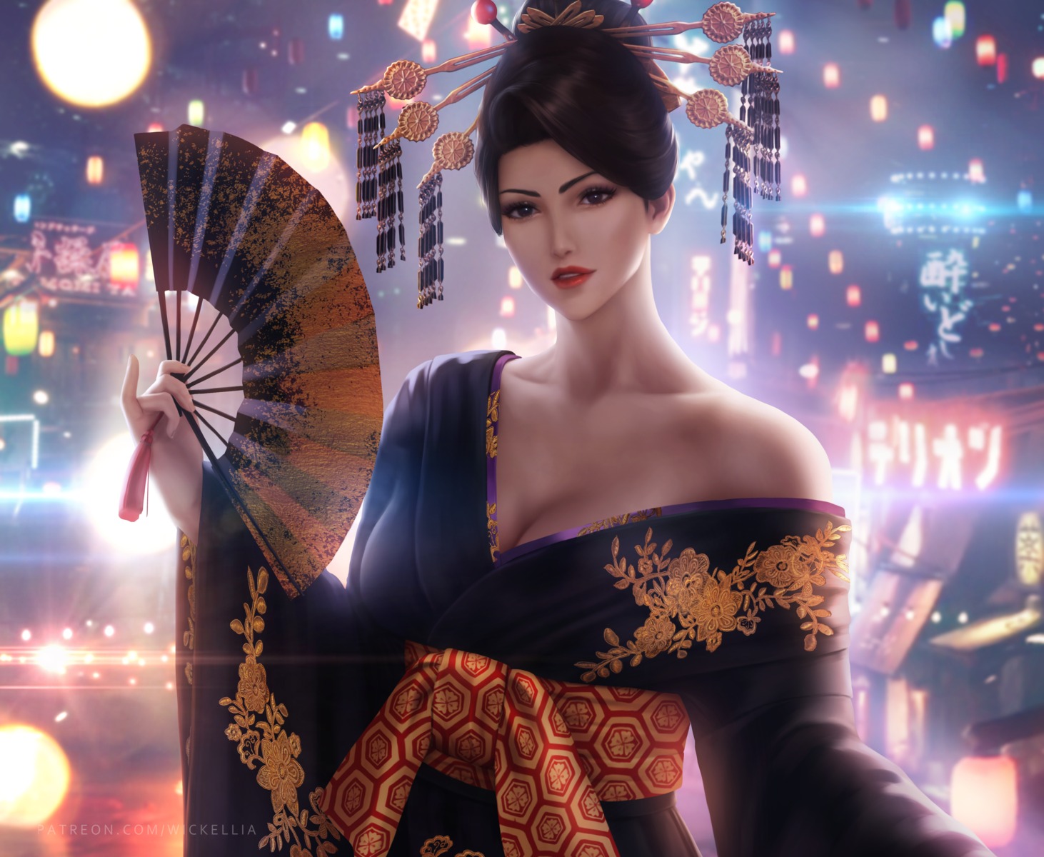 cleavage final_fantasy final_fantasy_vii kimono madame_m no_bra wickellia