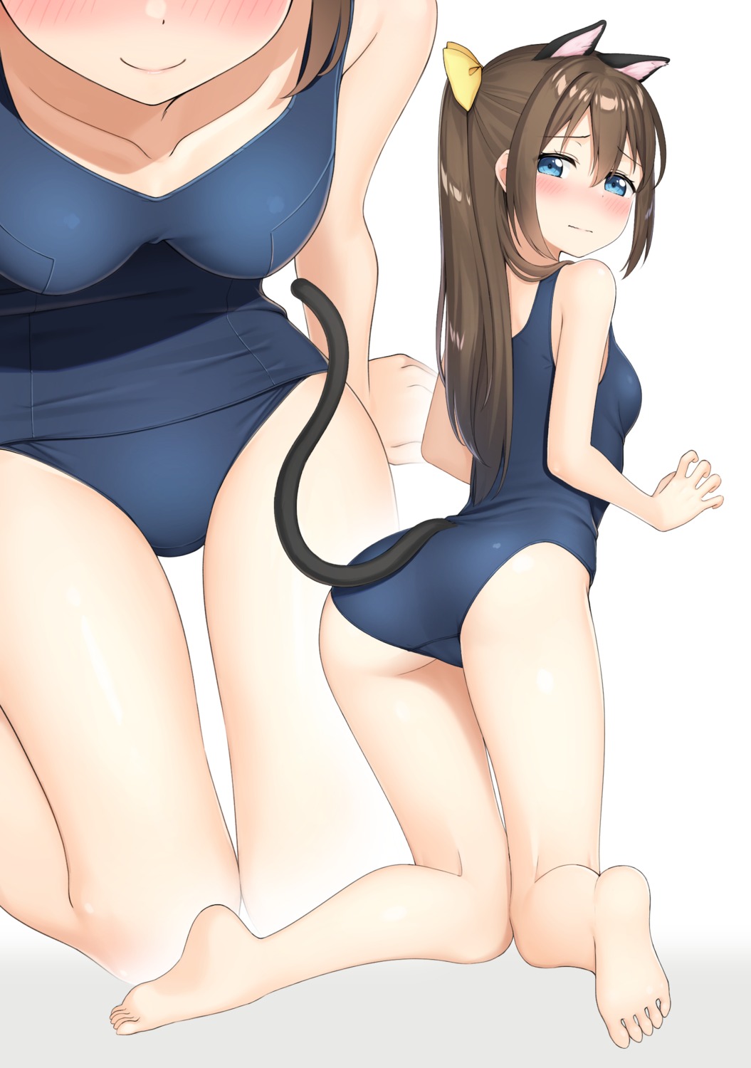 animal_ears apollo_(hu_maple) ass feet nekomimi school_swimsuit swimsuits tail