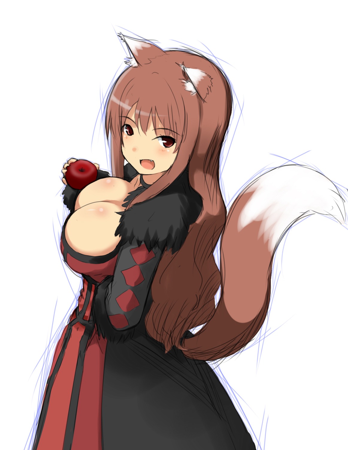 animal_ears cleavage cosplay dress holo hu_sea maou_(maoyuu_maou_yuusha) maoyuu_maou_yuusha spice_and_wolf tail