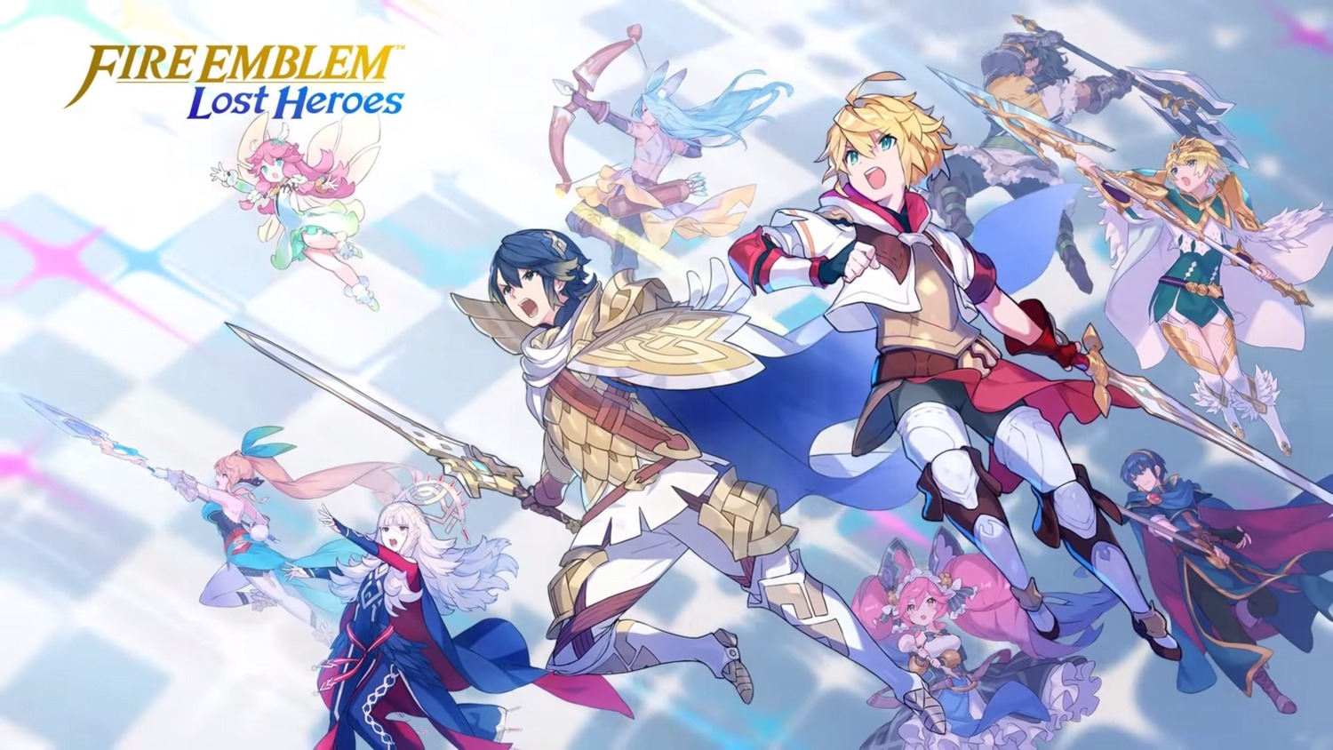 alfonse_(fire_emblem) armor cleo_(dragalia_lost) crossover cygames dragalia_lost elisanne euden fairy fire_emblem fire_emblem_heroes fjorm_(fire_emblem) luca_(dragalia_lost) male_my_unit_(dragalia_lost) marth nintendo notte ranzal sword veronica_(fire_emblem) wallpaper weapon wings